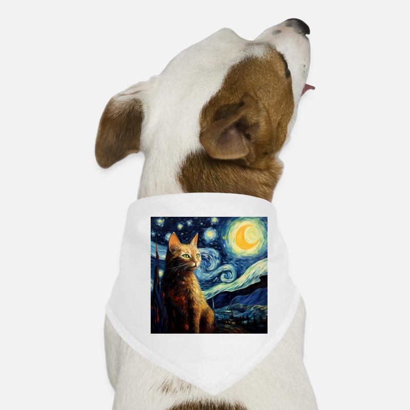Chat, Motif De Chat, Van Gogh, Nuit Étoilée Bandana pour chien