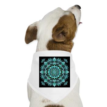 Türkis-Neon-Mandala - Hunde-Bandana - Weiß - Vorne