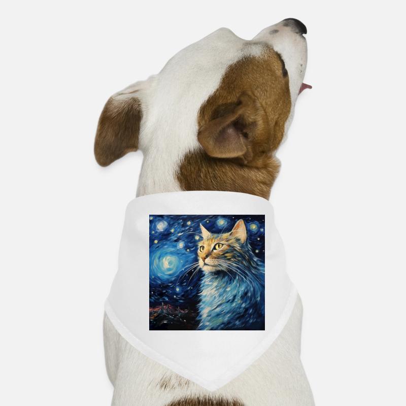 Chat, Motif De Chat, Van Gogh, Nuit Étoilée Bandana pour chien