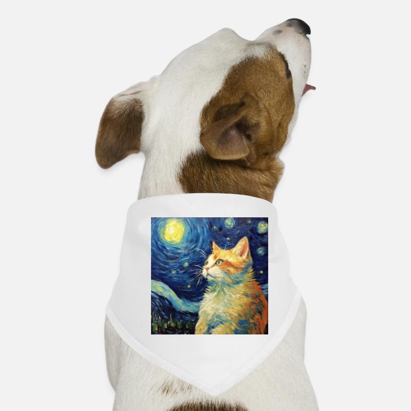 Chat, Motif De Chat, Van Gogh, Nuit Étoilée Bandana pour chien