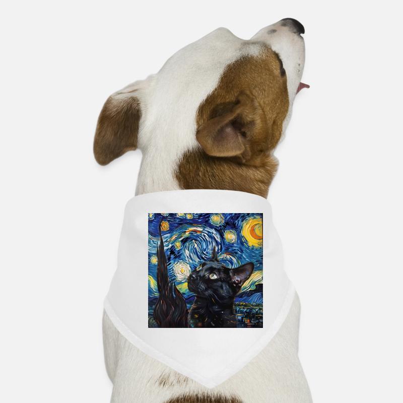 Chat, Motif De Chat, Van Gogh, Nuit Étoilée Bandana pour chien