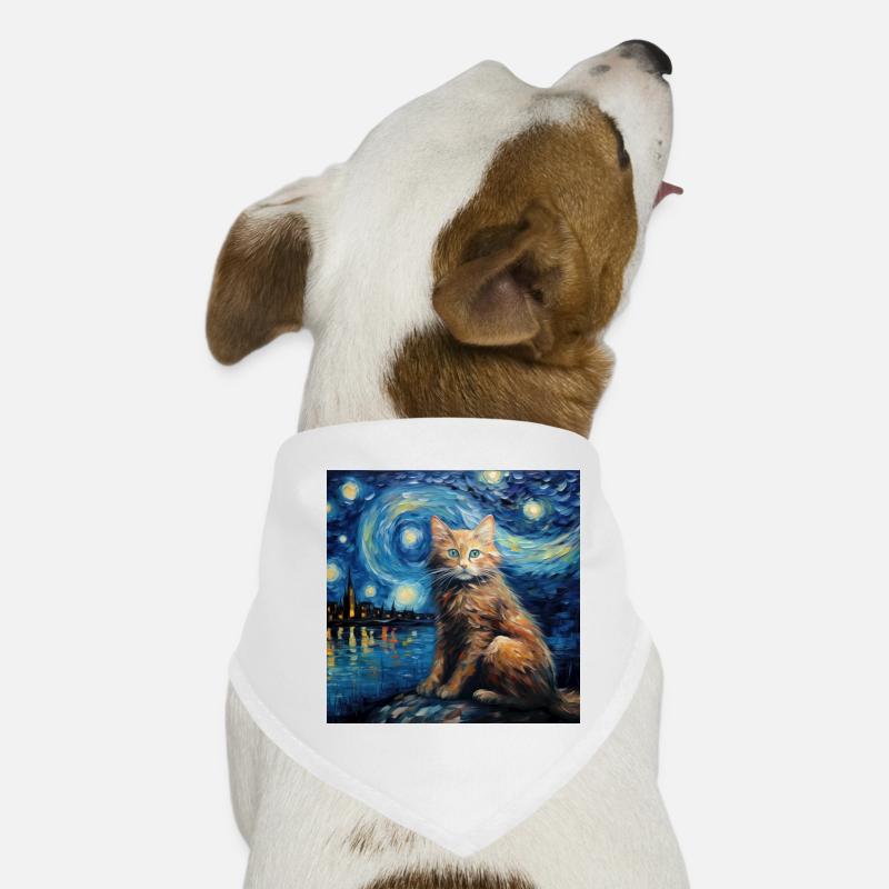 Chat, Motif De Chat, Van Gogh, Nuit Étoilée Bandana pour chien