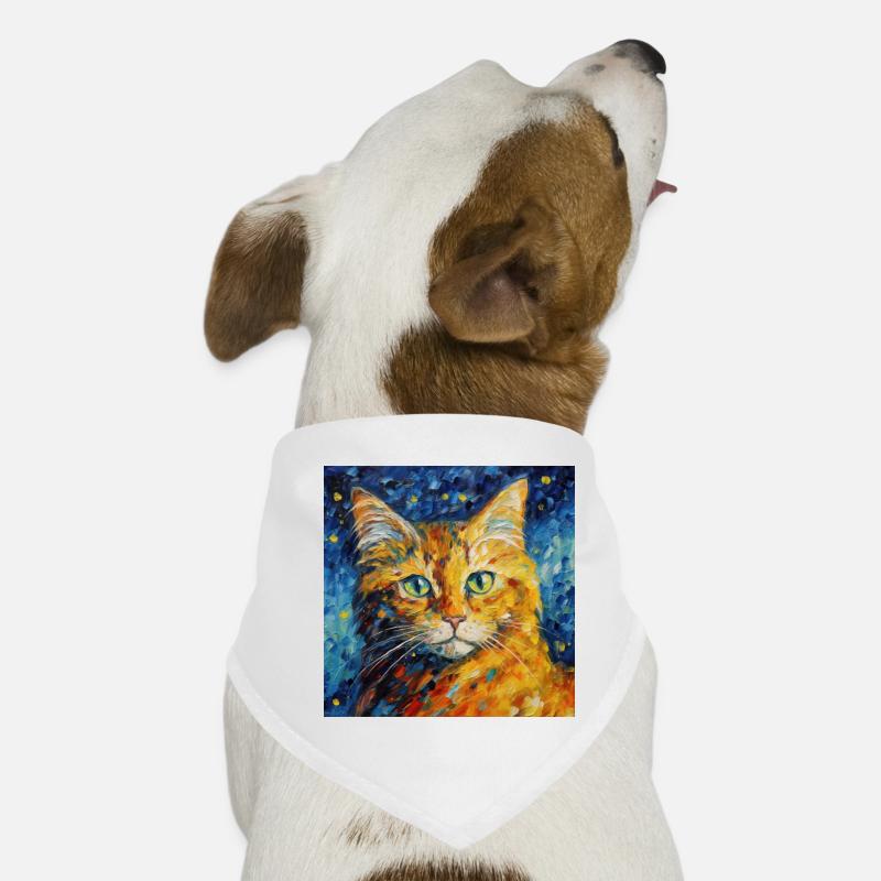 Chat, Motif De Chat, Van Gogh, Nuit Étoilée Bandana pour chien