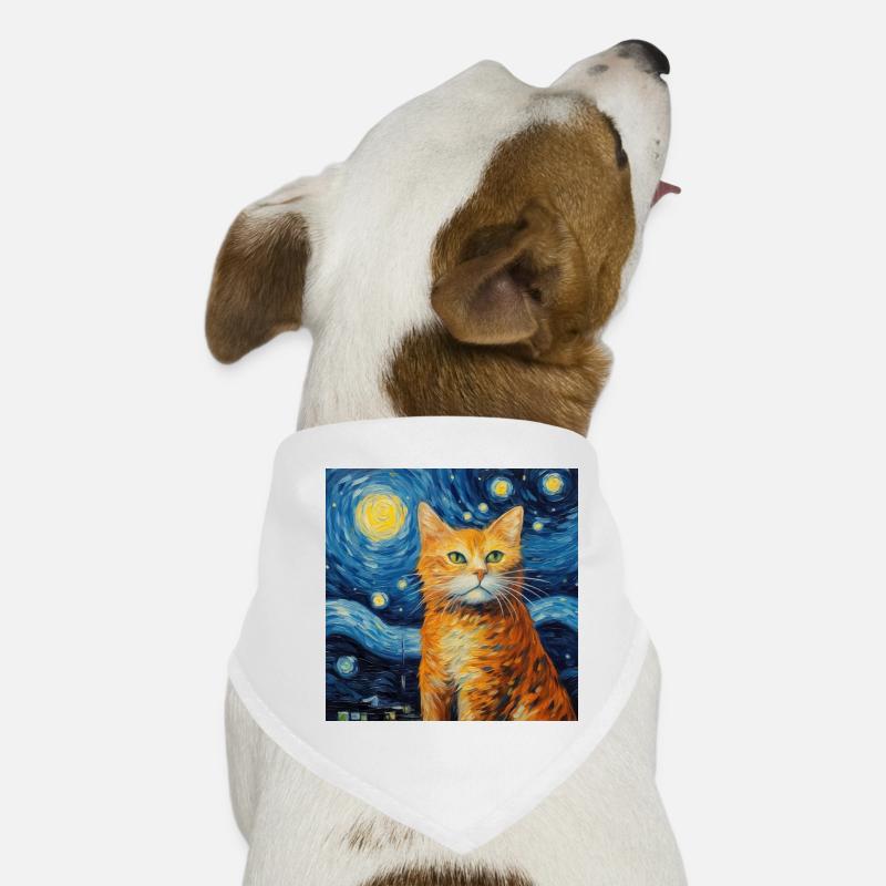 Chat, Motif De Chat, Van Gogh, Nuit Étoilée Bandana pour chien