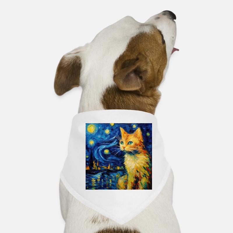 Chat, Motif De Chat, Van Gogh, Nuit Étoilée Bandana pour chien