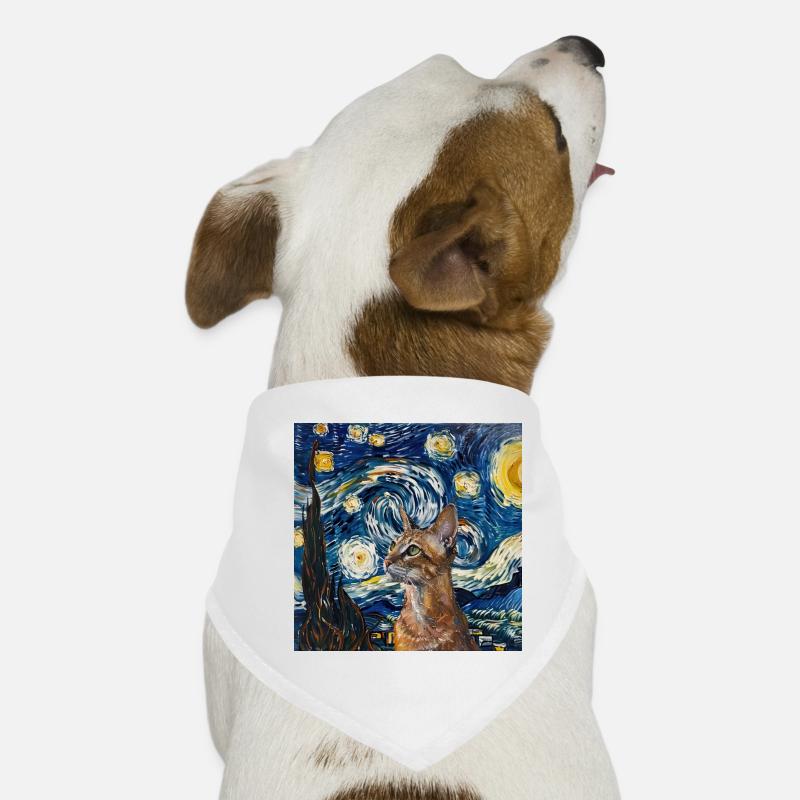Chat, Motif De Chat, Van Gogh, Nuit Étoilée Bandana pour chien