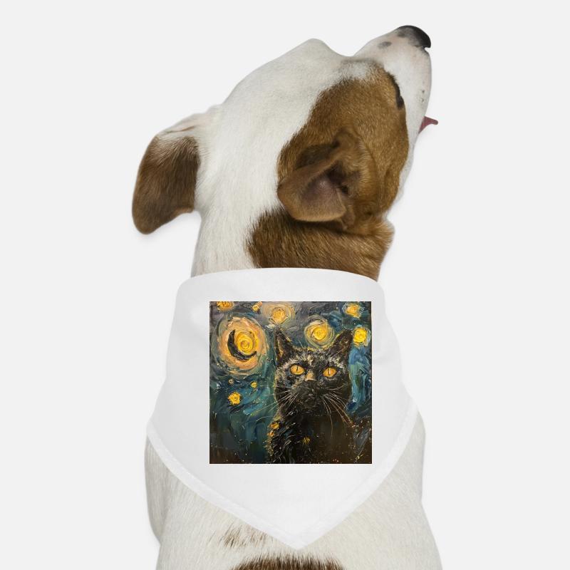 Chat, Motif De Chat, Van Gogh, Nuit Étoilée Bandana pour chien