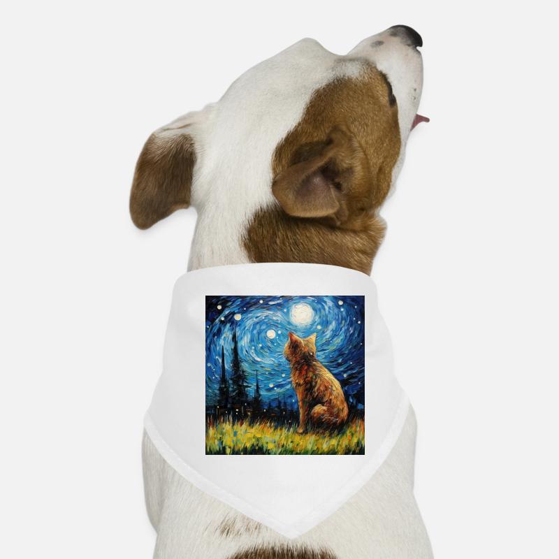 Chat, Motif De Chat, Van Gogh, Nuit Étoilée Bandana pour chien