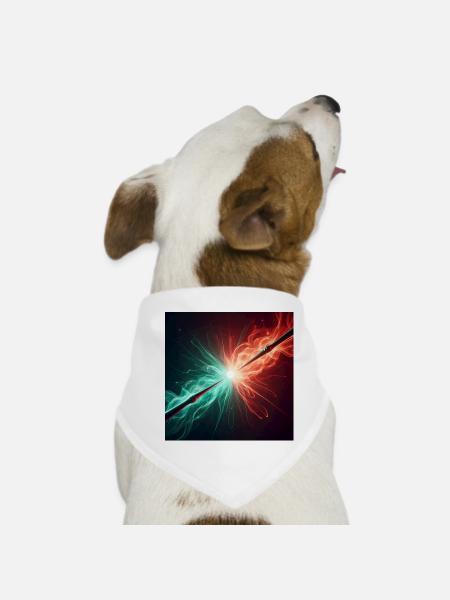 Zwei Zauberstäbe im Kampf - Hunde-Bandana - Weiß - Vorne