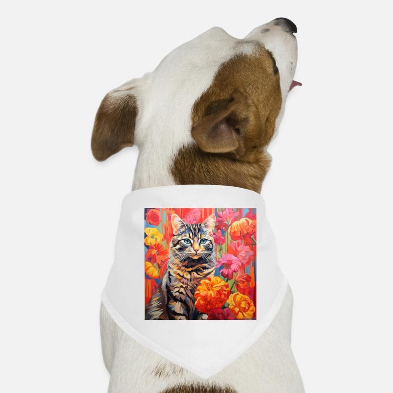 Katze, katzenmotiv, blumen, geschenk, geschenkidee Hunde-Bandana