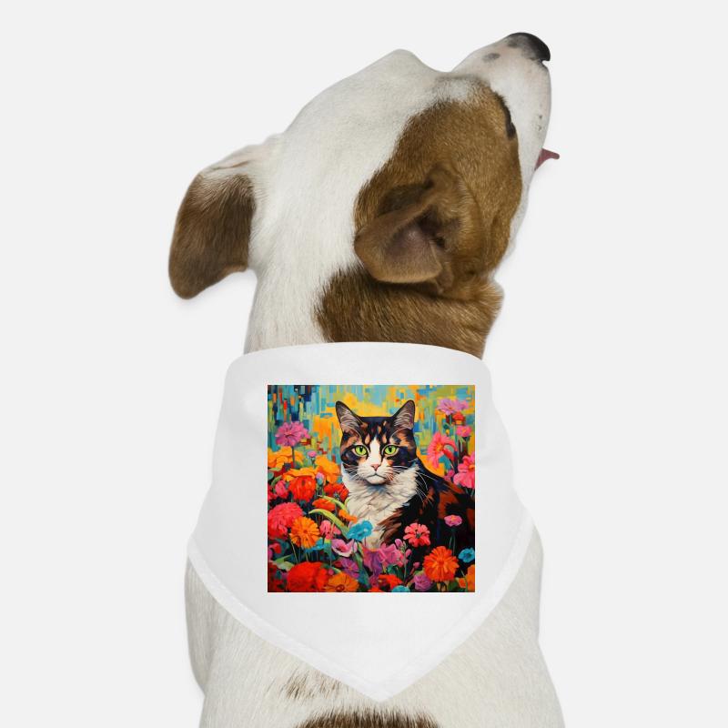 Katze, katzenmotiv, blumen, geschenk, geschenkidee Hunde-Bandana