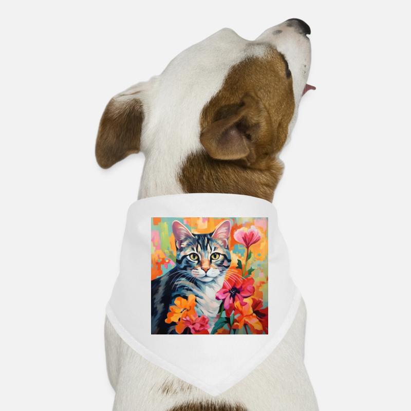 Katze, katzenmotiv, blumen, geschenk, geschenkidee Hunde-Bandana