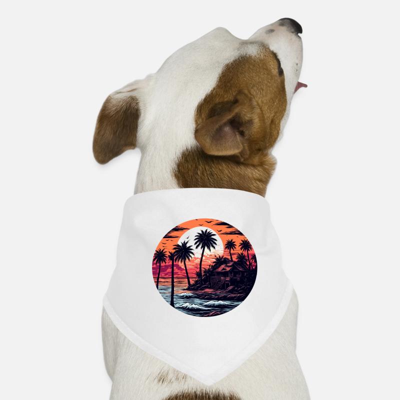 Plage / Île / Vacances / Été / Soleil / Mer Bandana pour chien