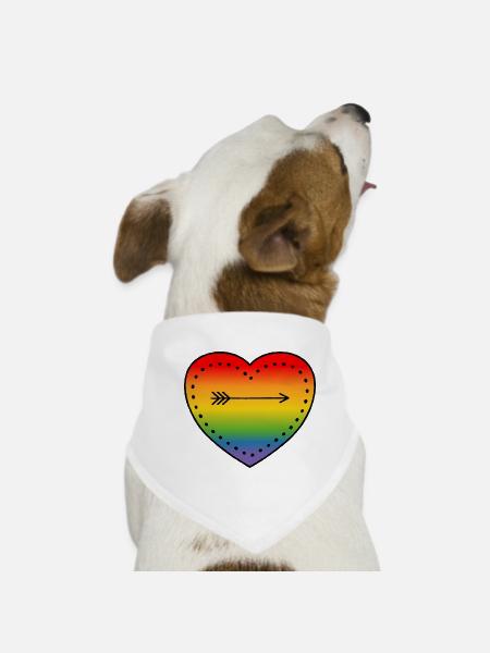 LGBT Shirt heart - Dog Bandana - white - Front