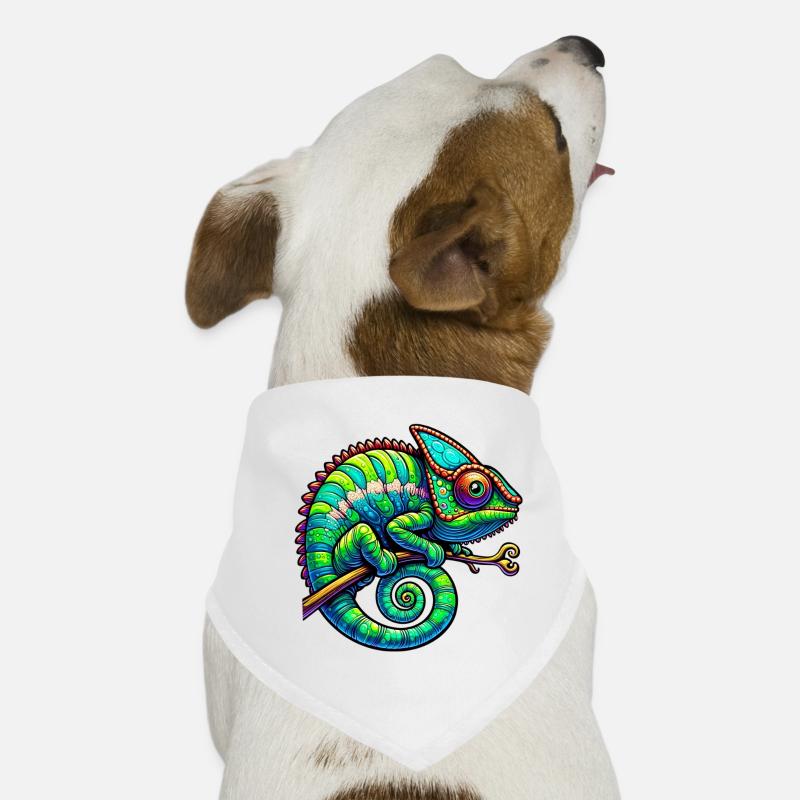 Chamäleon - Hunde-Bandana - Weiß