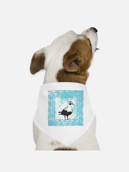 Abstract Seagull Stamp in Watercolor Style - Dog Bandana - white - Front