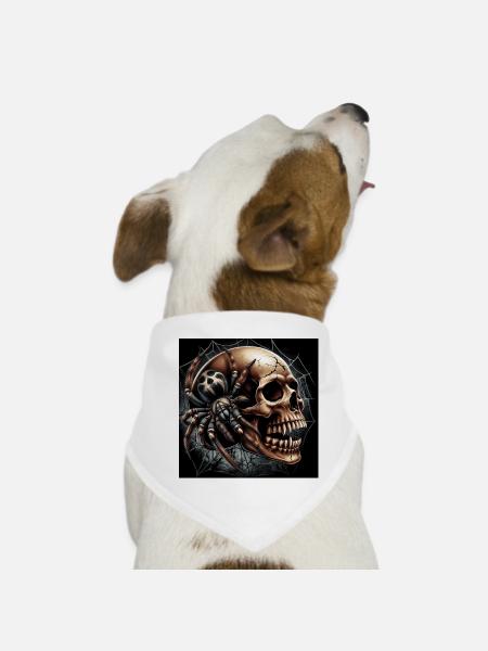Skull and Spider - Dog Bandana - white - Front