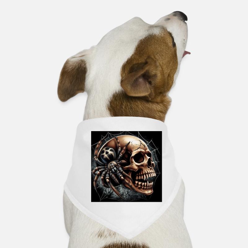 Totenkopf und Spinne - Hunde-Bandana - Weiß