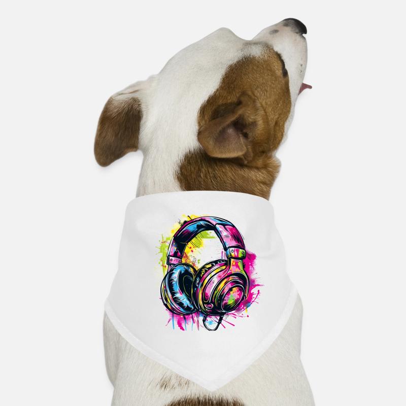 Graffiti Kopfhörer Headphones - Hunde-Bandana - Weiß