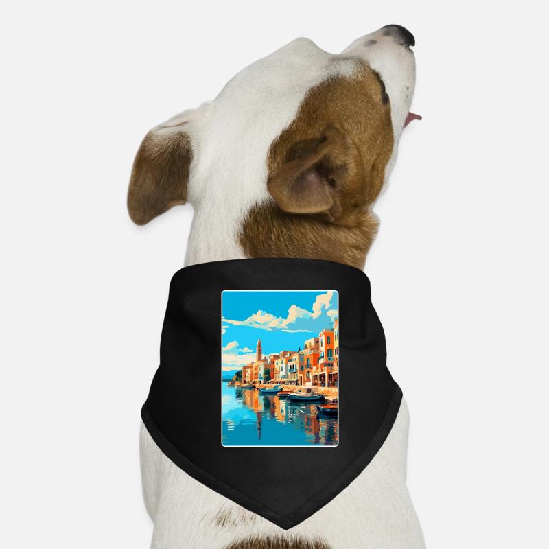 Réthymnon Grèce Affiche de voyage vintage Souvenir WPA Bandana pour chien