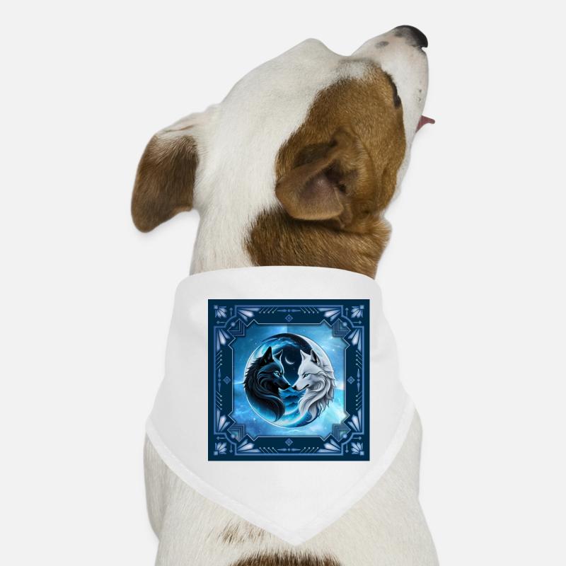 Two majestic wolf heads Dog Bandana