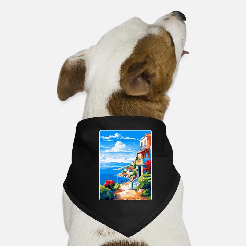 Elafonisos Grèce Affiche de voyage vintage souvenir Bandana pour chien