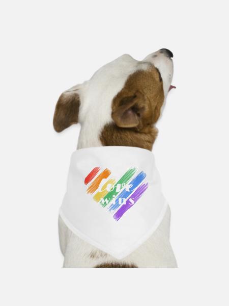 Liebe gewinnt – Regenbogenfarben - Hunde-Bandana - Weiß - Vorne