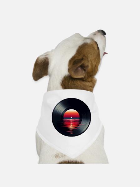 Disque de musique LP vinyle, Retro Sunset - Bandana pour chien - blanc - Devant