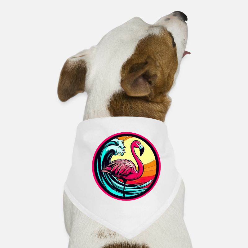 Flamingo - Hunde-Bandana - Weiß