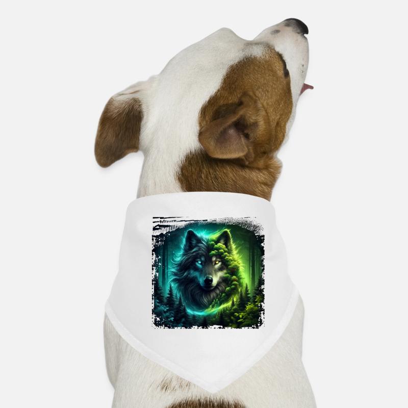 Wolf - Hunde-Bandana - Weiß