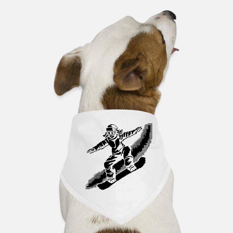 Snowboarder Pixel Art Hunde-Bandana