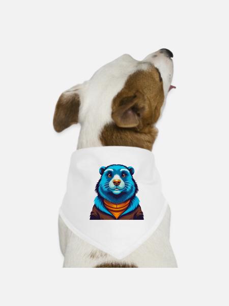 Marmot Colorful Kawaii Cartoon Character Clipart - Dog Bandana - white - Front