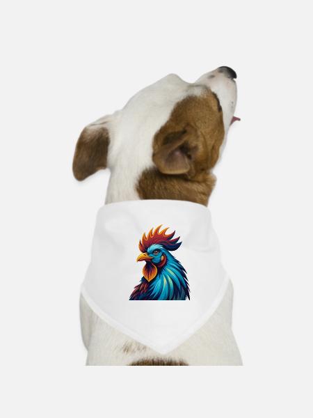 Rooster Colorful Kawaii Cartoon Character Clipart - Dog Bandana - white - Front