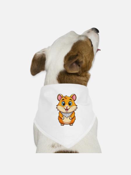 Hamster Cute Cartoon Character Kawaii Clipart - Dog Bandana - white - Front