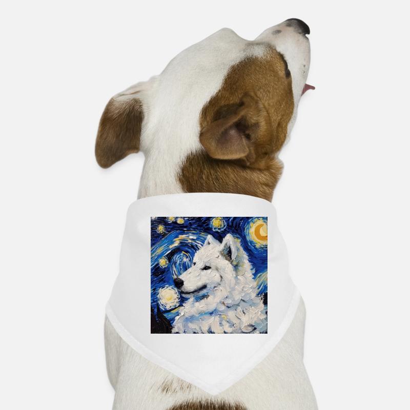 Samojede Samoyed Van Gogh Sternennacht Geschenk Hunde-Bandana
