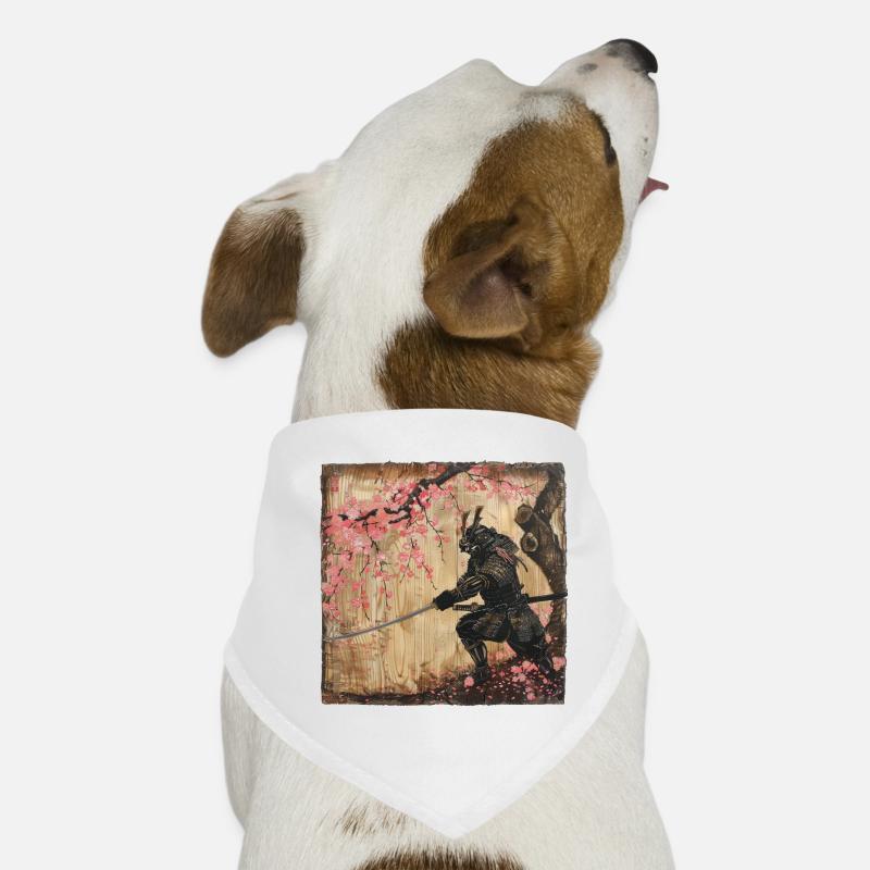 Japanese Samurai Cherry Blossom Art Ukiyo-E Dog Bandana