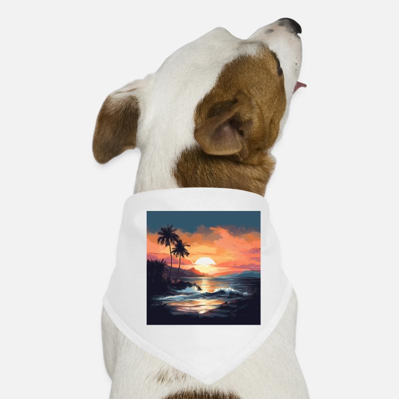 Tropical sunset on the beach Dog Bandana