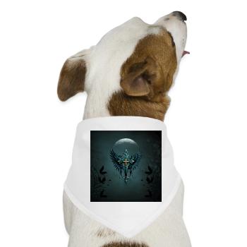 Gotisches Kreuz mit dekorativen Elementen und Vögeln. - Hunde-Bandana - Weiß - Vorne