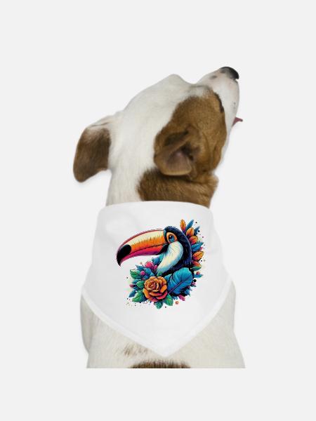 Tukan - Hunde-Bandana - Weiß - Vorne