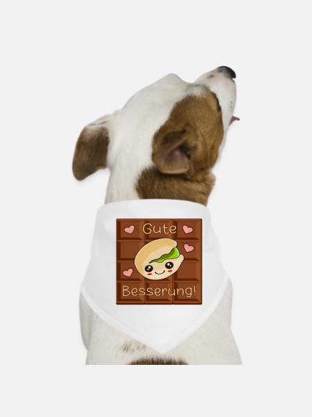 GUTE BESSERUNG WÜNSCHEN - PISTAZIEN SCHOKOLADE - Hunde-Bandana - Weiß - Vorne