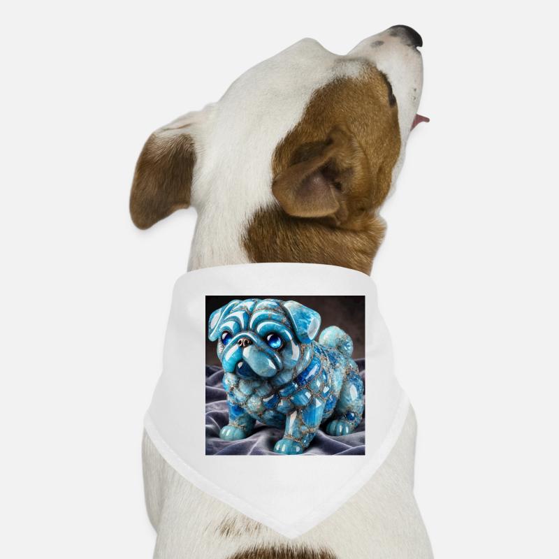 Blauer Kristall-Pug Dekorfigur Hunde-Bandana