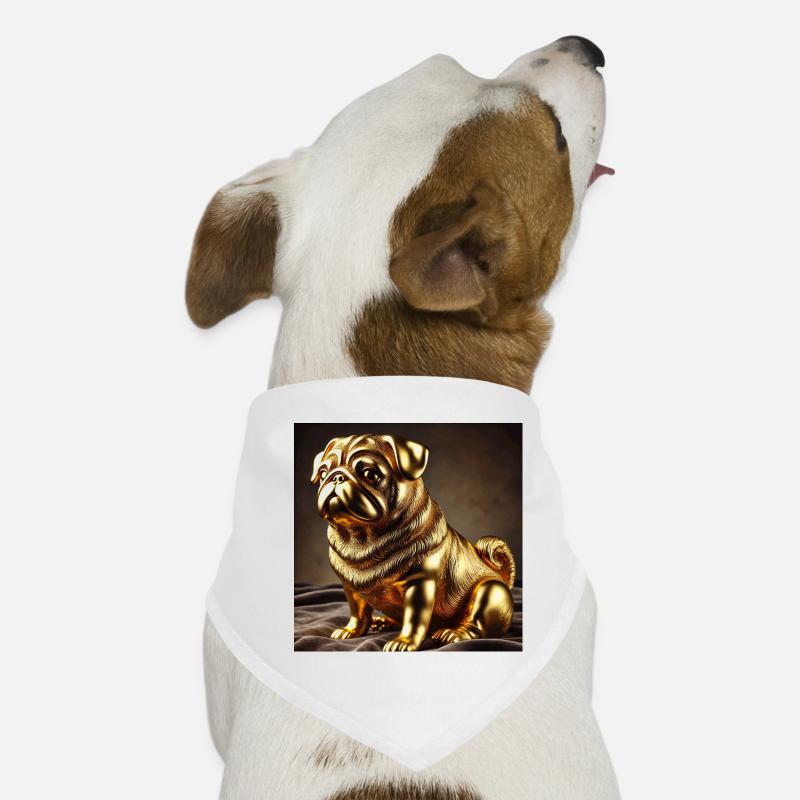 Sculpture de carlin d’or Bandana pour chien