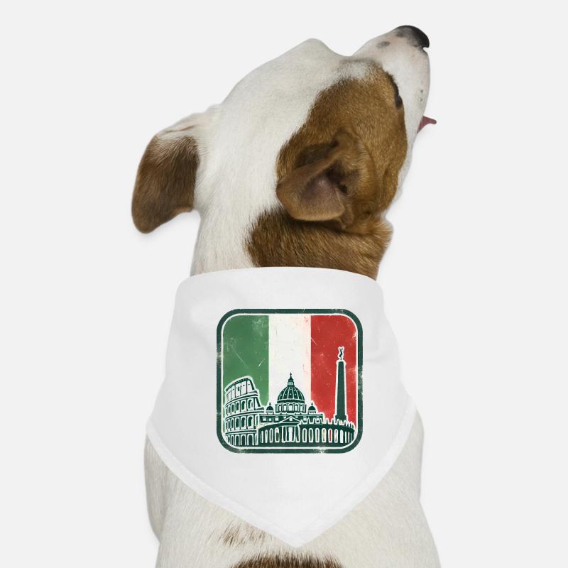 Drapeau Italien Monuments Silhouette Bandana pour chien