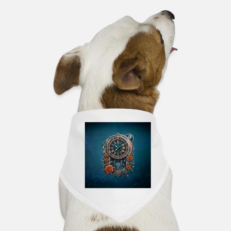 Steampunk watch adorned with roses. Dog Bandana