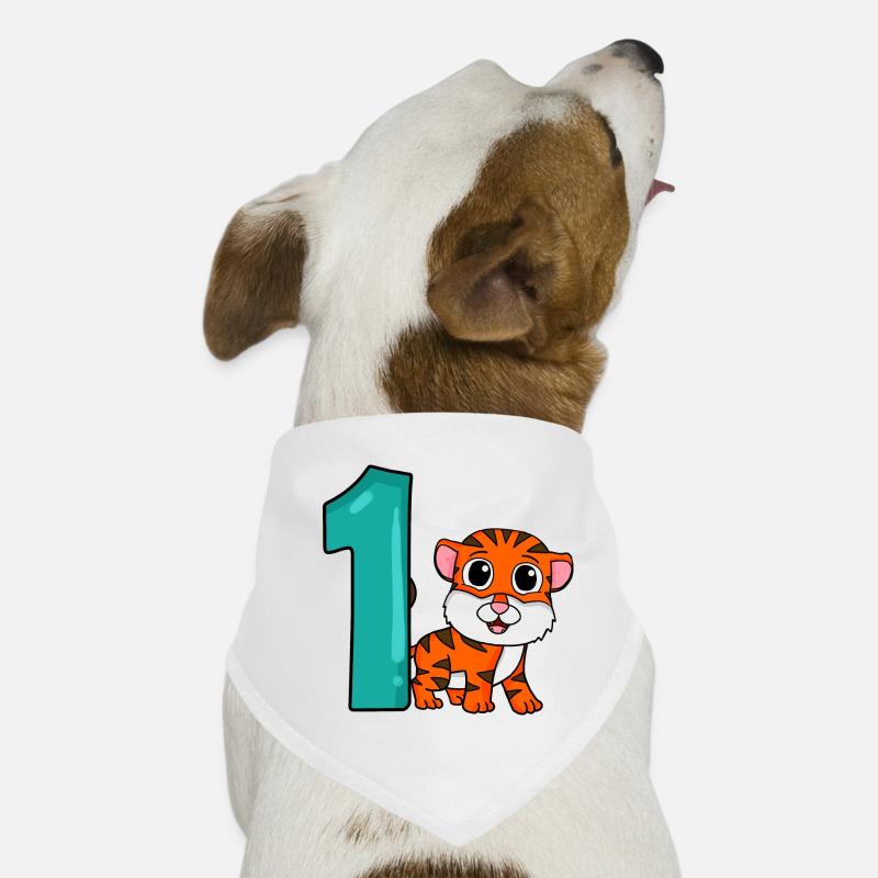 Zahl 1 Nummer Eins - Tiger Motiv Hunde-Bandana