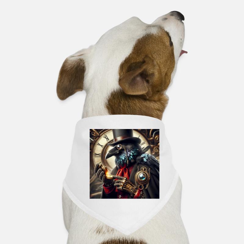 Eleganter Steampunk Rabe mit Zylinder Hunde-Bandana