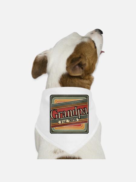 Opa Est. 2026 – Retro Geschenk für Großväter - Hunde-Bandana - Weiß - Vorne