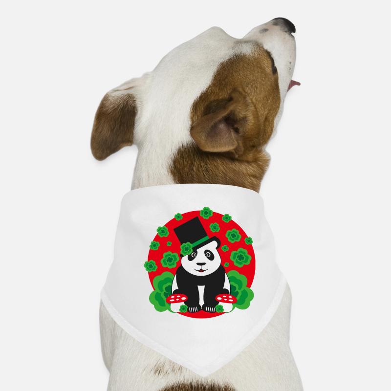 Panda Glücksbringer mit Kleeblätter. Hunde-Bandana