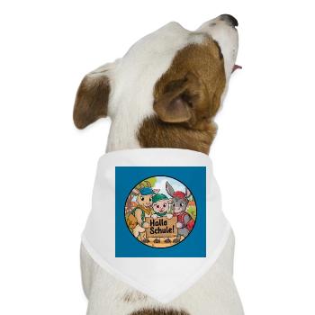 Einschulung Hallo Schule mit lustigen Tieren - Hunde-Bandana - Weiß - Vorne