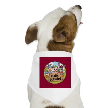 Einschulung Hallo Schule mit lustigen Tieren - Hunde-Bandana - Weiß - Vorne
